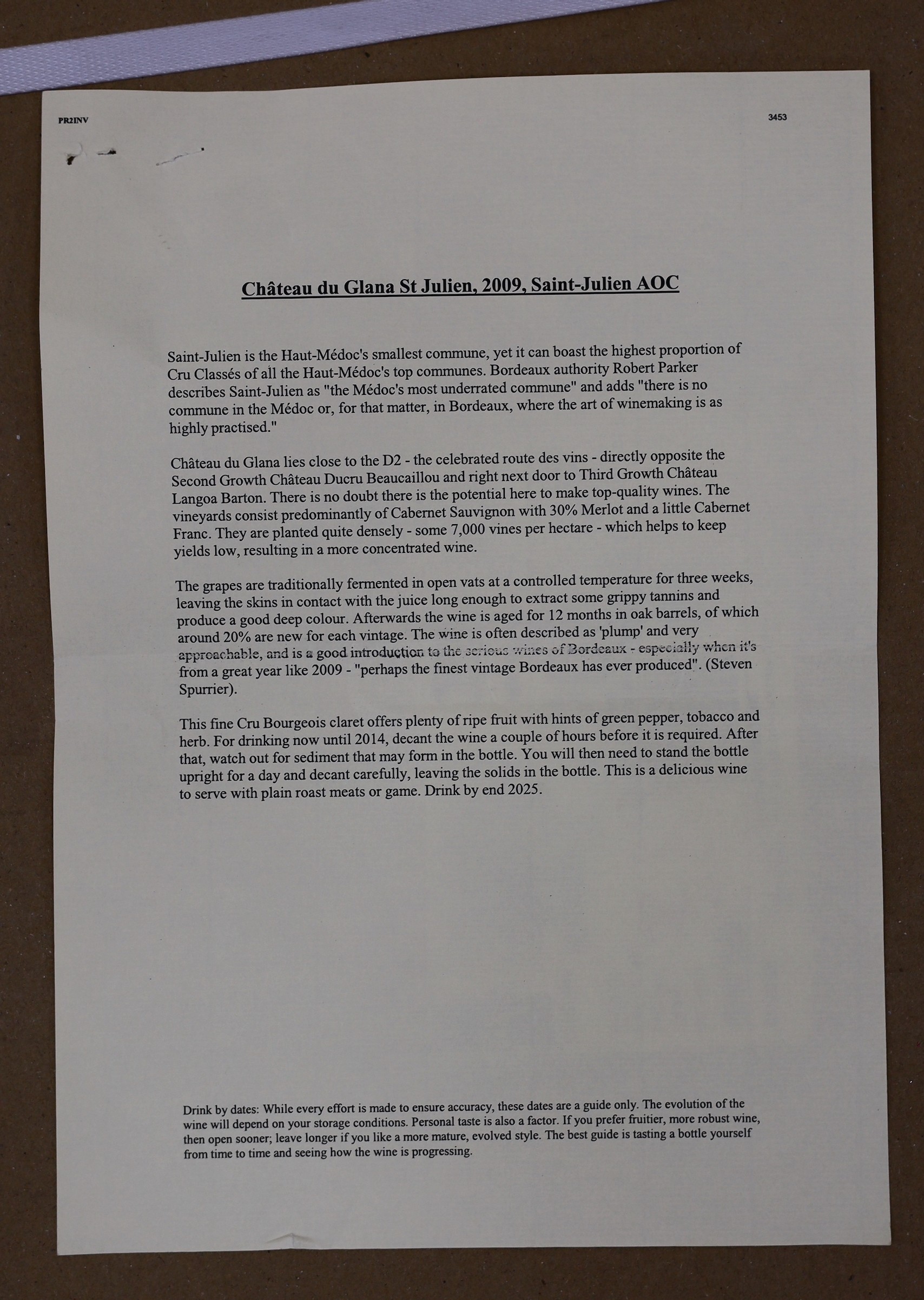 A case of Chateau du Glana St. Julien, 2009